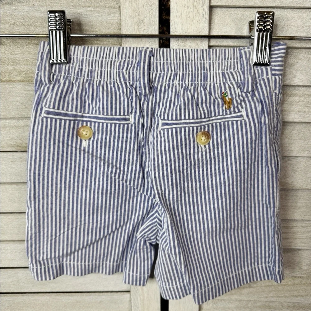 Ralph Lauren Navy and White Striped Shorts 18 Months Seersucker Classic NWT